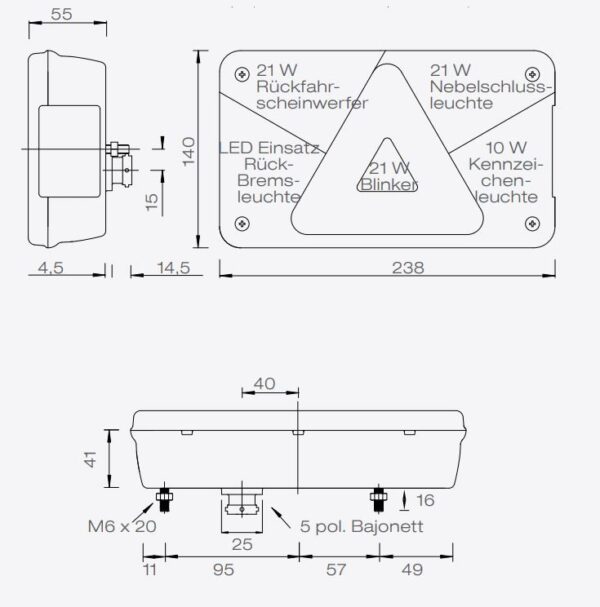 Multipoint V Rückleuchte LED links Anhänger Shop