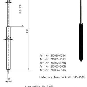 Gasfeder 8-19 405mm Anhänger Shop